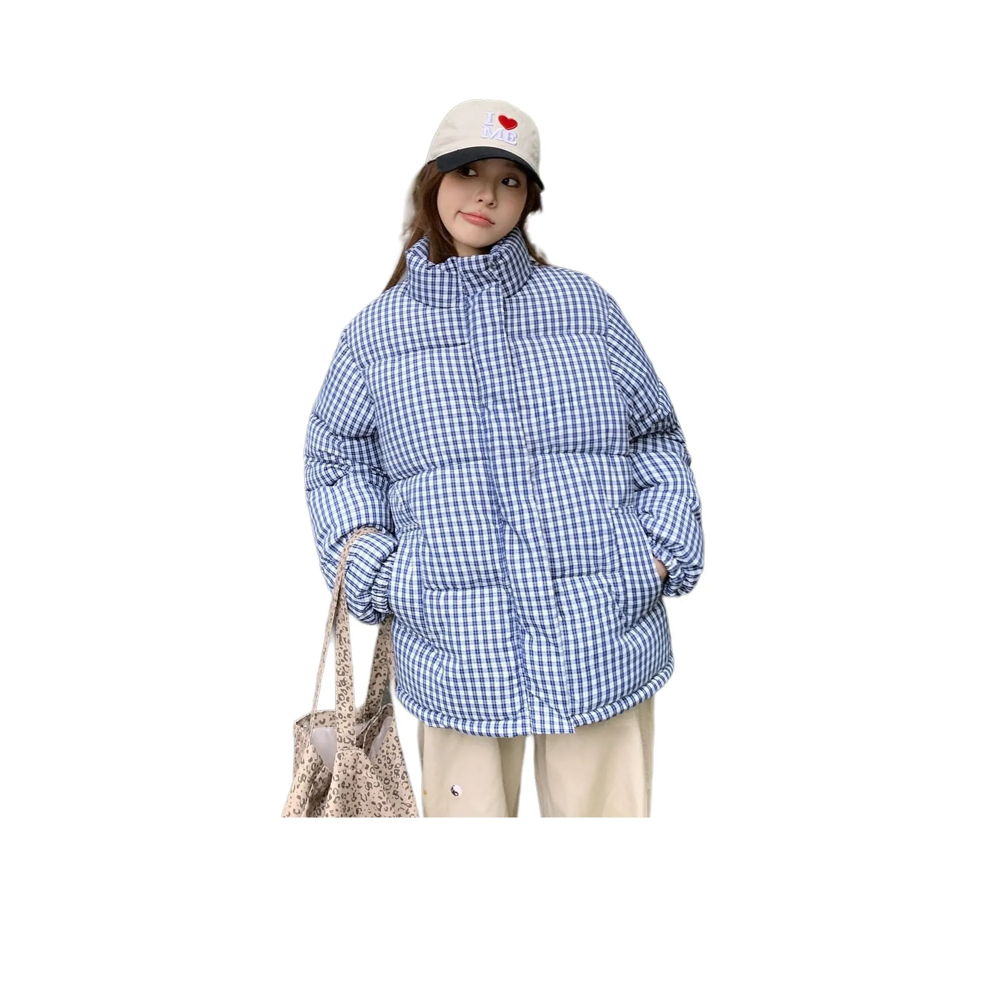 YINLEI Синий Клетка Женская Пуховая Куртка