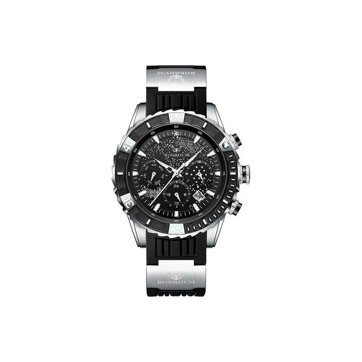 ROERDUM Voyager Collection Дайвинг Часы Автоматический Механический Механизм Силиконовый Ремешок Часы Мужские Черный Циферблат