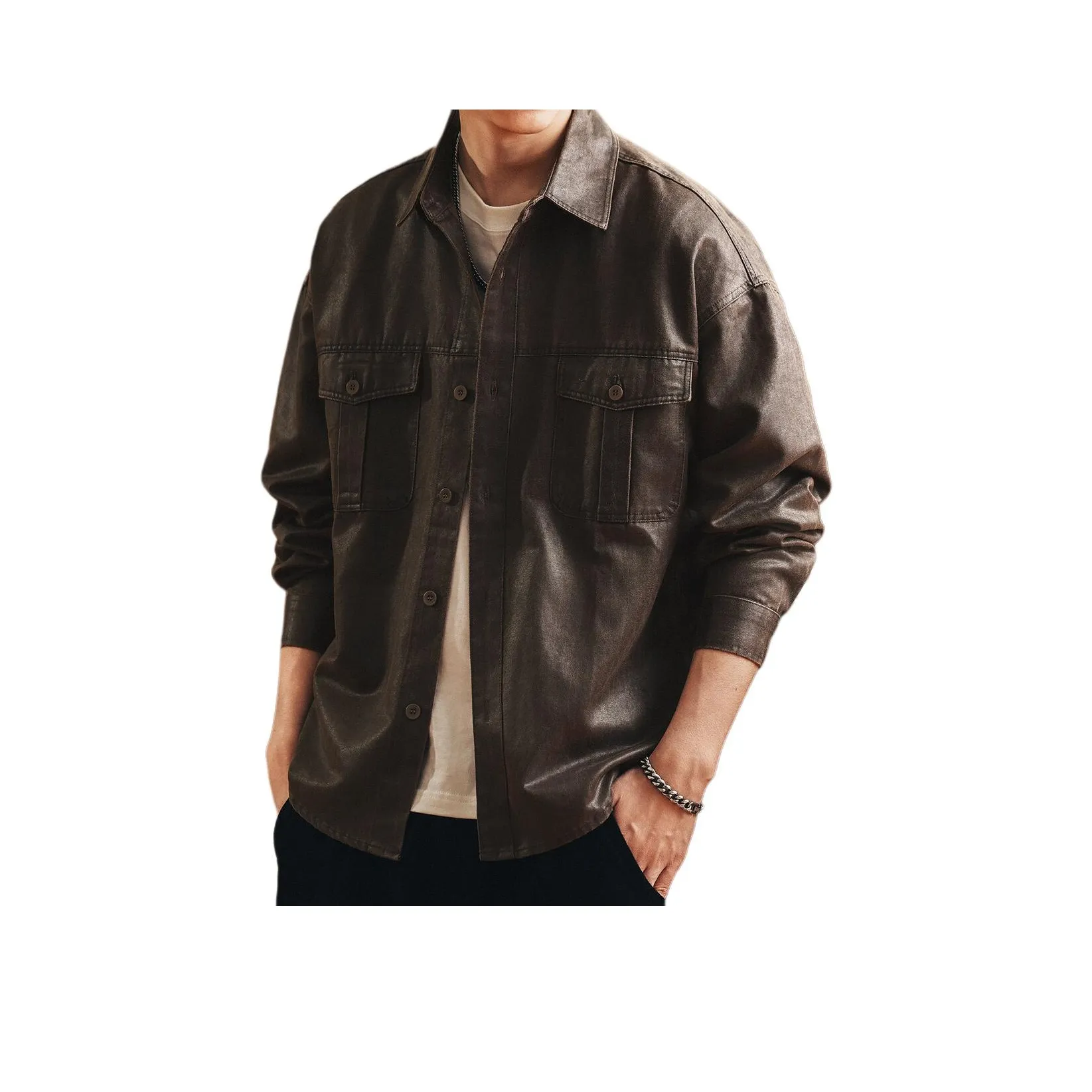 GELANLU Тауповый Унисекс Рубашки