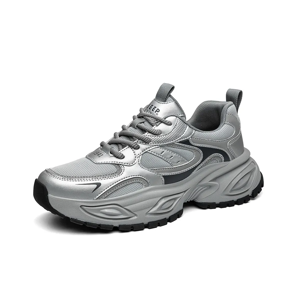 JEEP SPIRIT Толстая подошва Низкий топ Графитовый Серебряный Все сезоны Двойная сетка Мужской