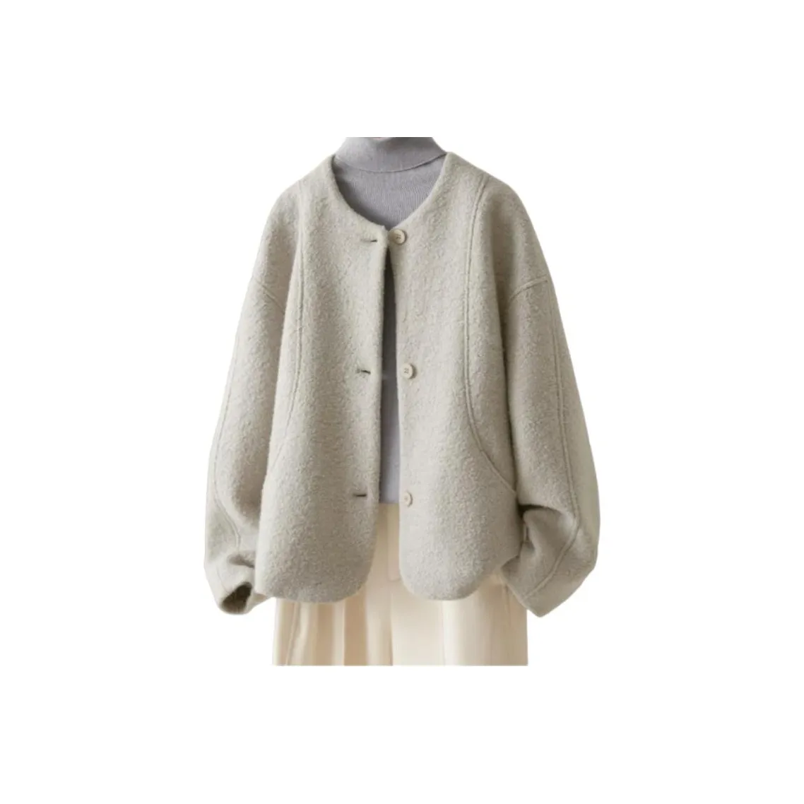 IHIMI Серый Зеленый Женский Короткий Пальто