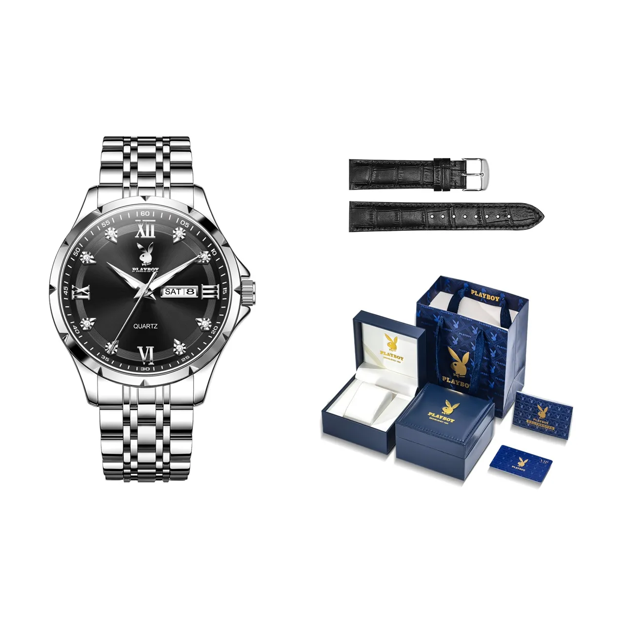 Playboy Pattern Collection Кварцевый механизм ремешок из нержавеющей стали мужские часы многоцветный циферблат