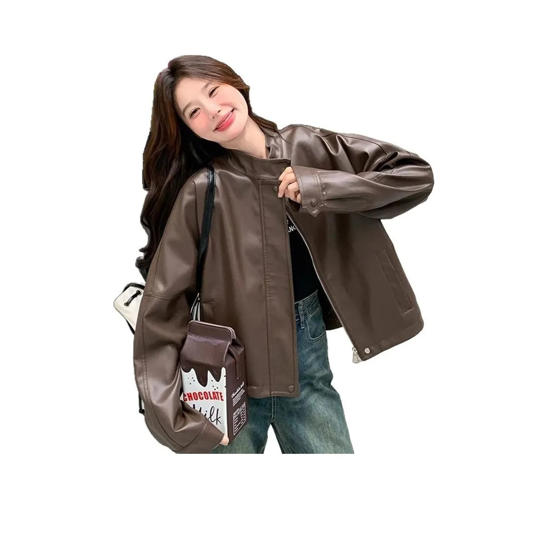 ONENINE34PM Коричневый Женские Кожаные куртки