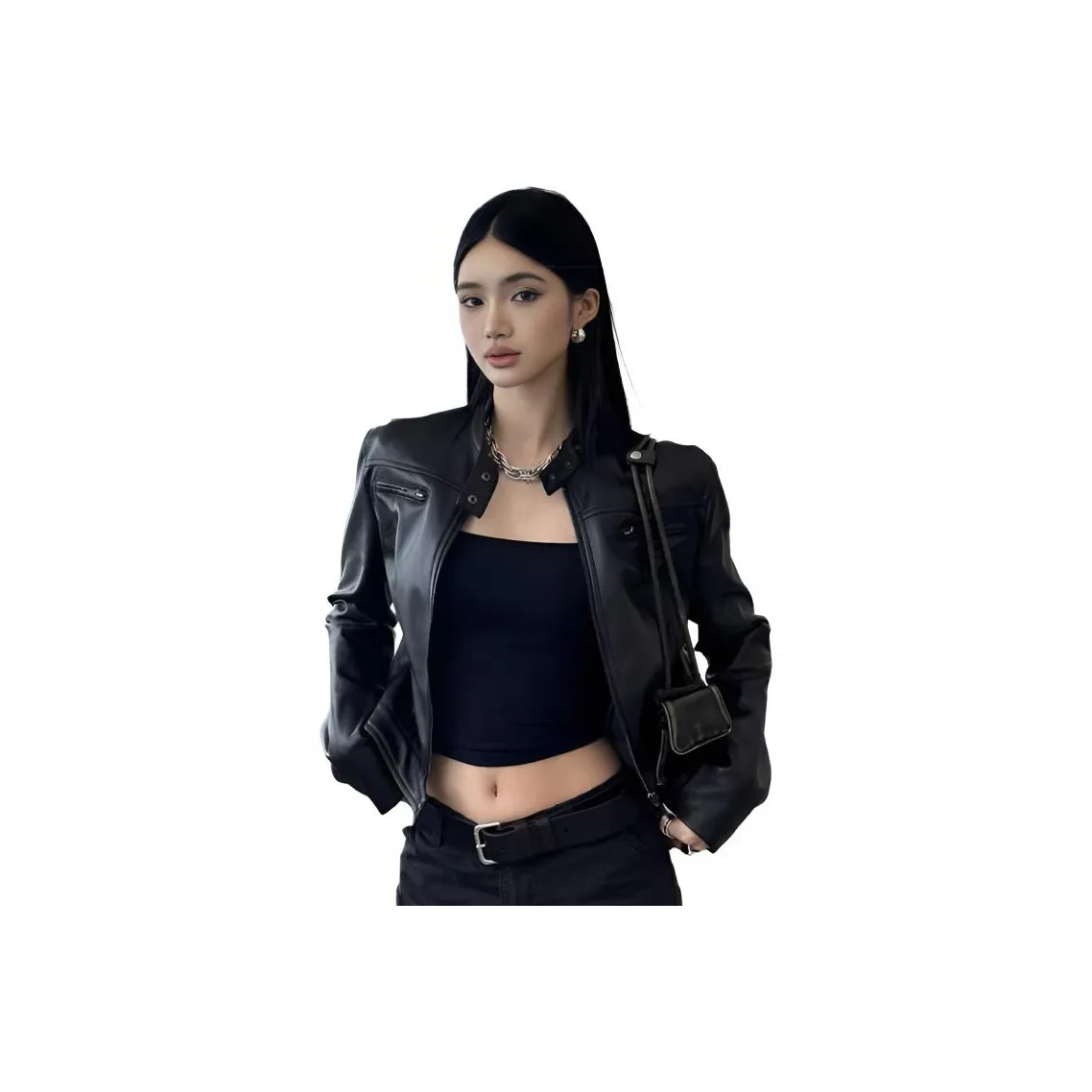 MDEHT Черные Женские Кожаные Куртки