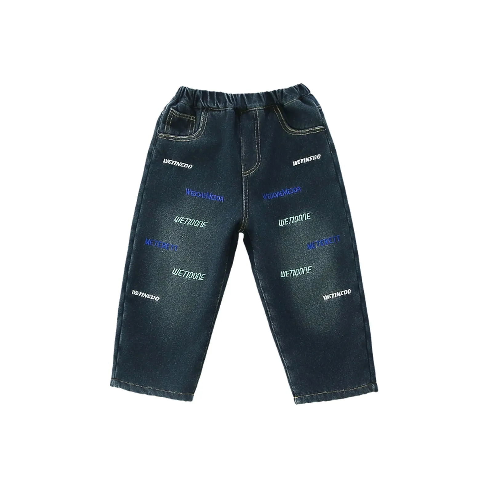 RHOBESAM Размер 7 Детский Деним с Вышивкой Буква и Флисовой Подкладкой Цвет как на Изображении Джинсы для Детей