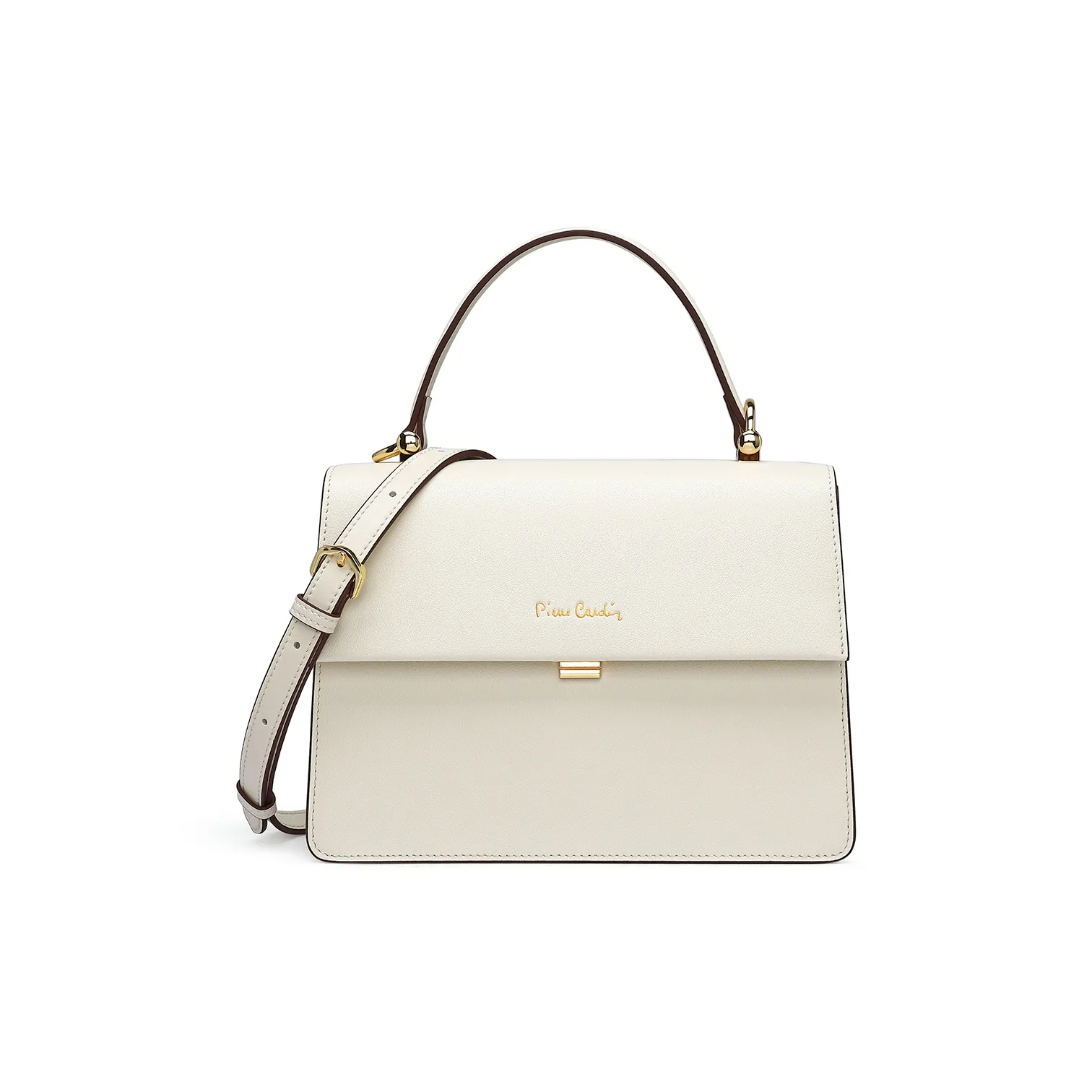 PIERRE CARDIN Коровья кожа Сумка через плечо Женская Бежевый Бежево-синий Серо-синий