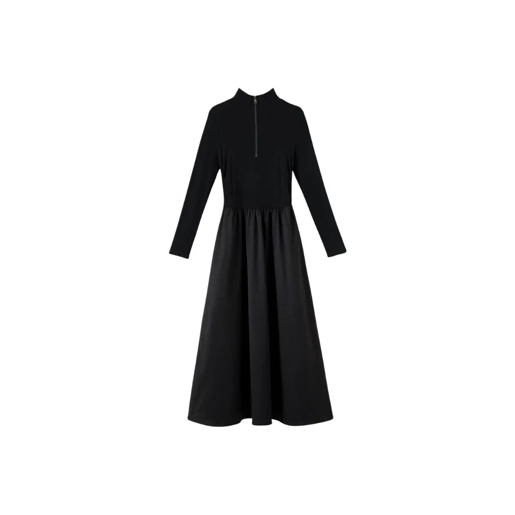 WANBAI Черное Женское Длинное Платье с Длинными Рукавами