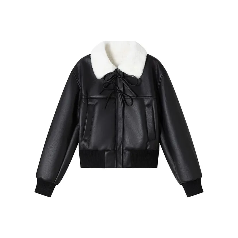 Udon House Черные Женские Кожаные Куртки