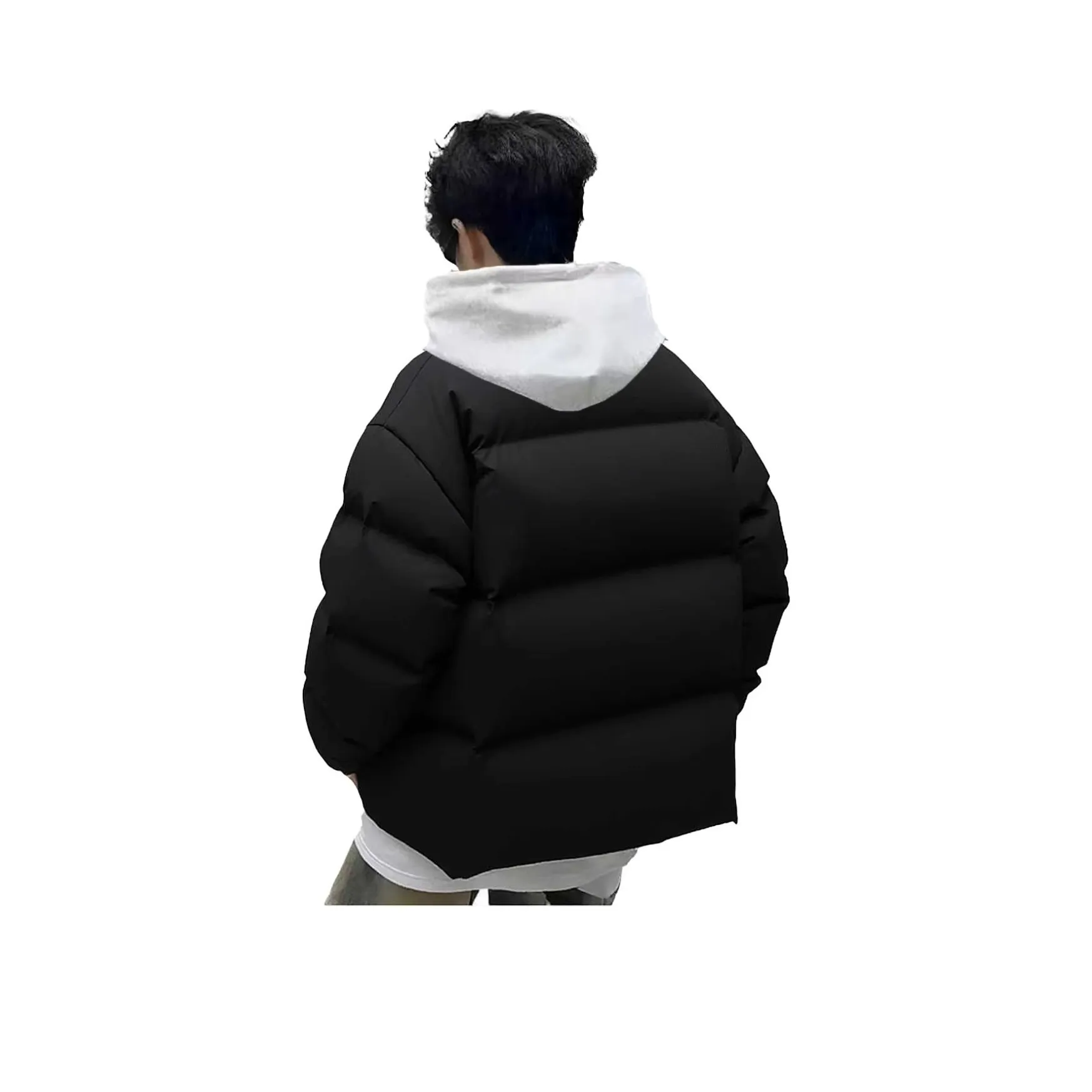 SOCKKEY Черный Минималистский стиль Воротник-стойка Пуховая куртка Унисекс Пуховики (пуховики)