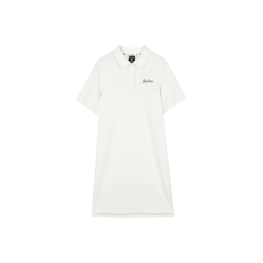 Skechers SS24 Короткий рукав Платье Женское Зефирно-белый
