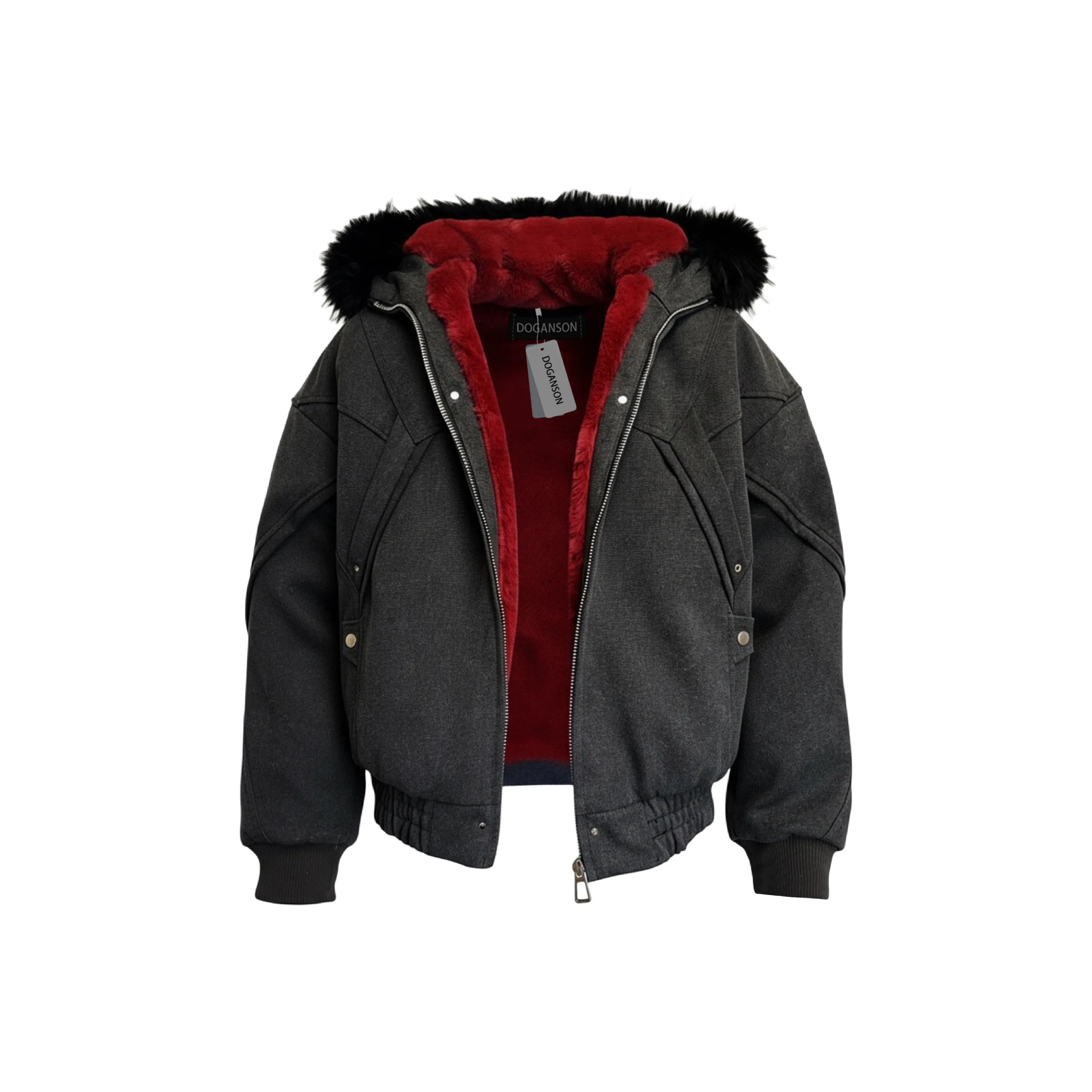 DOGANSON Черный Внешний Красный Внутренний Унисекс Пуховики