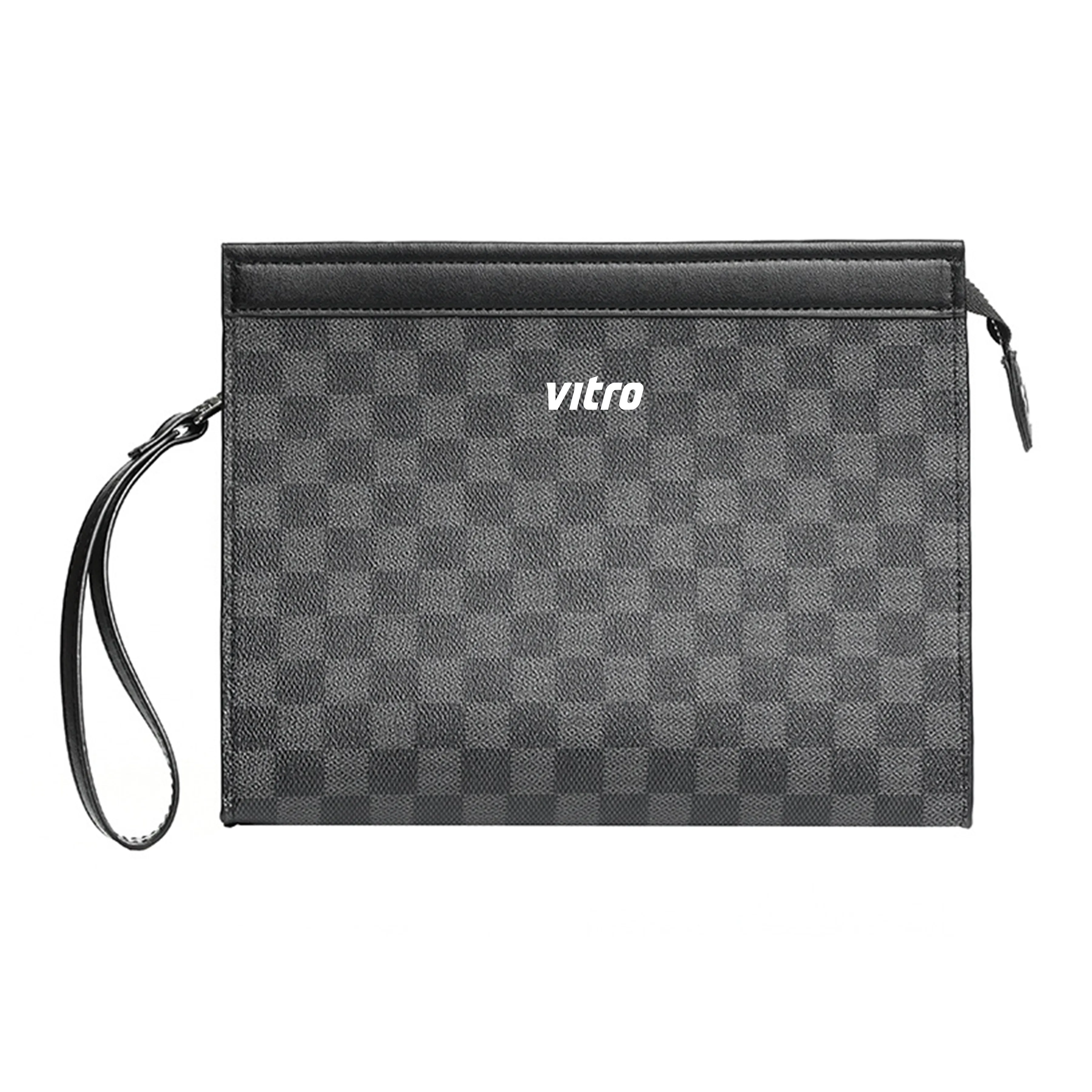 VITRO PVC клатч стандартный унисекс черный клетчатый клетчатый кофейный узор тисненый черный