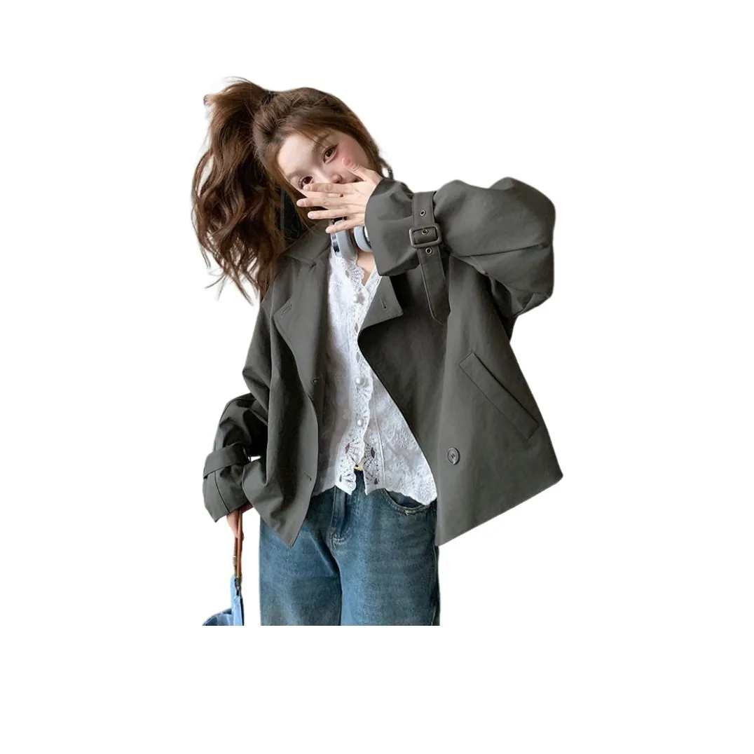 GOSO Армейский зеленый укороченный тренч для женщин