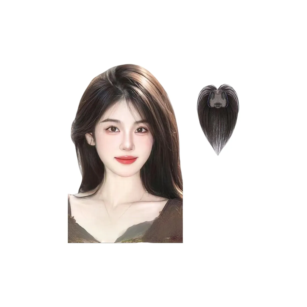 Mousse Na Tulip Перука Женская Перука Объемная Топ Голова Полный Настоящий Волосы Реальные Бесшовная Маскировка Серых Волос