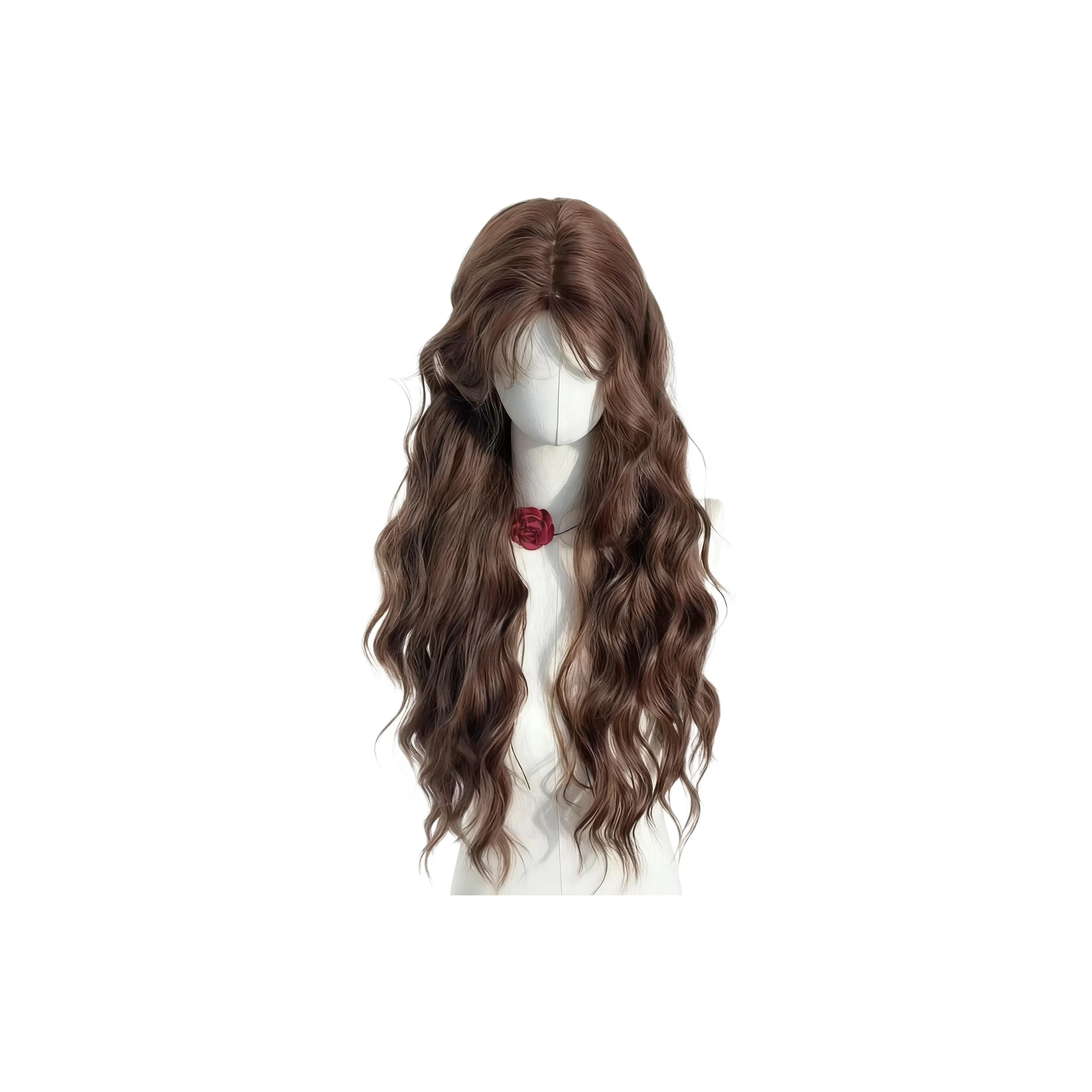 YOSEE Caramel Chestnut Перука Женская Коричневый Шерстяной Завиток Lazy Элегантность