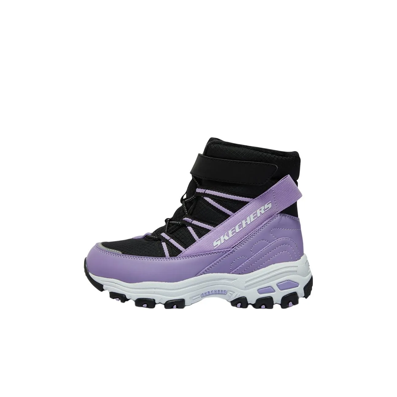 SKECHERS GIRLS Амортизаторы Shock Abrasion Resistant Slip Resistant High Топ Уличная обувь Лаванда Детский