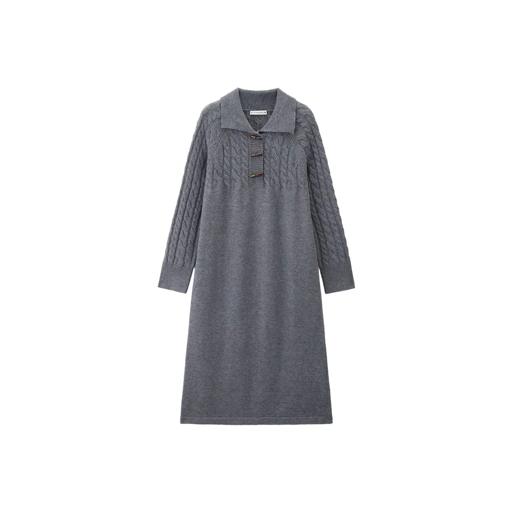 Giordano Длинное платье с длинными рукавами женское