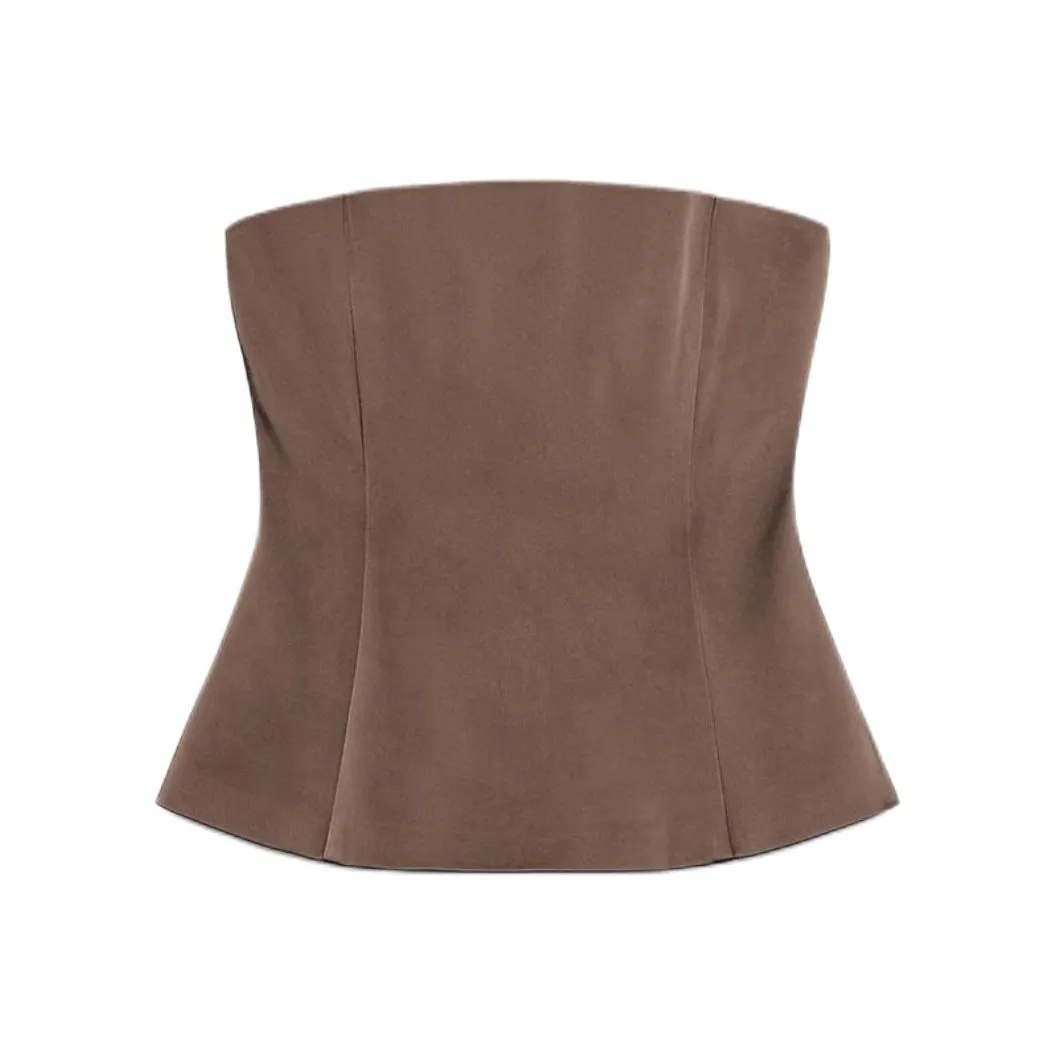 ZARA Chocolates Коричневый Женские Топы без бретелек