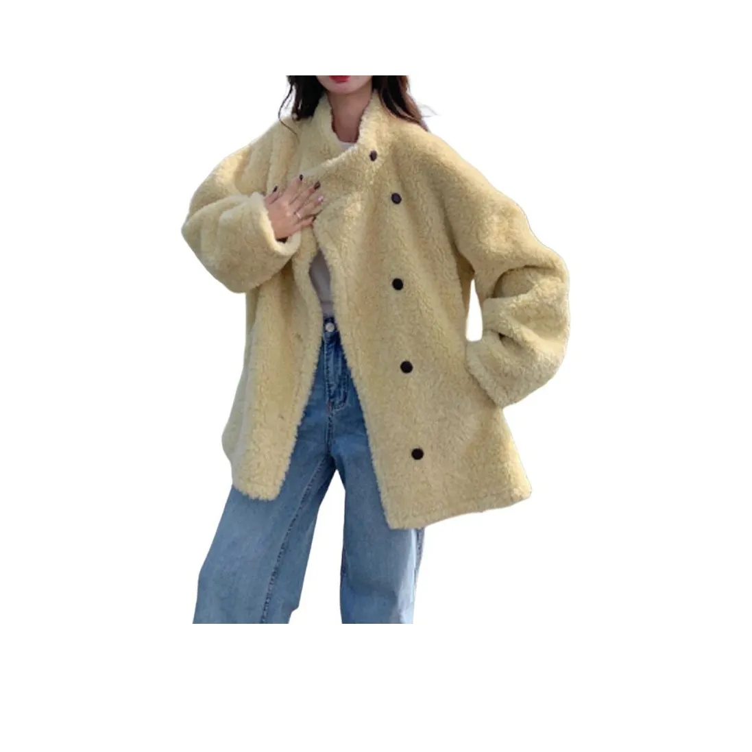 GUOZHEN Светло-желтое женское пальто