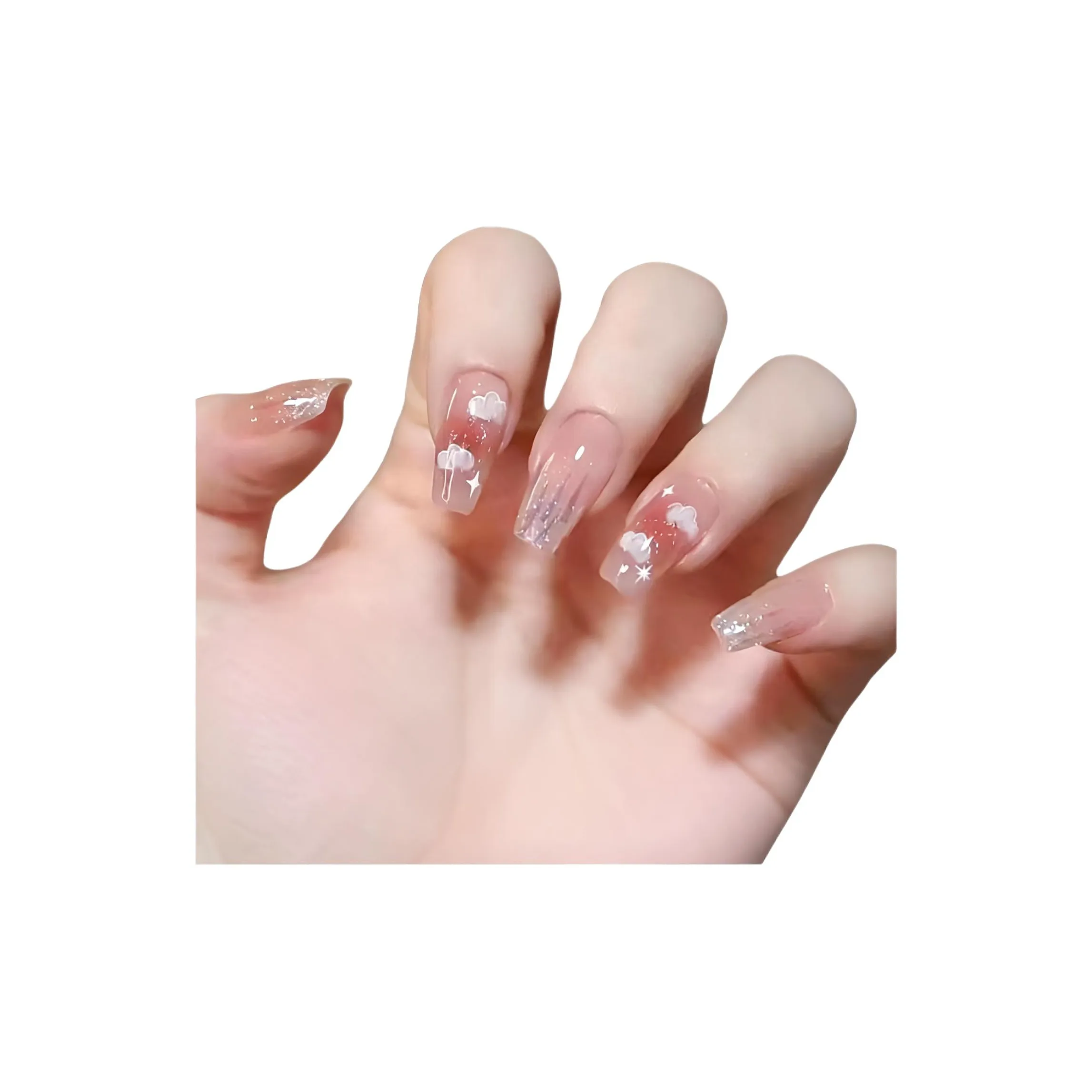 MOFAMEIREN Носимый Ножной Стикер Балет Ногти Ледяной Прозрачный Яркий Облако Ногти Полоски MID Длина Прозрачный Размытый