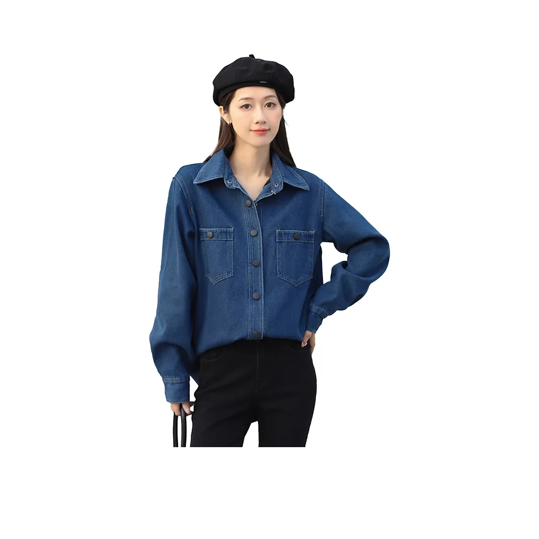 Garbege Синий Флис Утепленный Пальто Женские Джинсовые Куртки