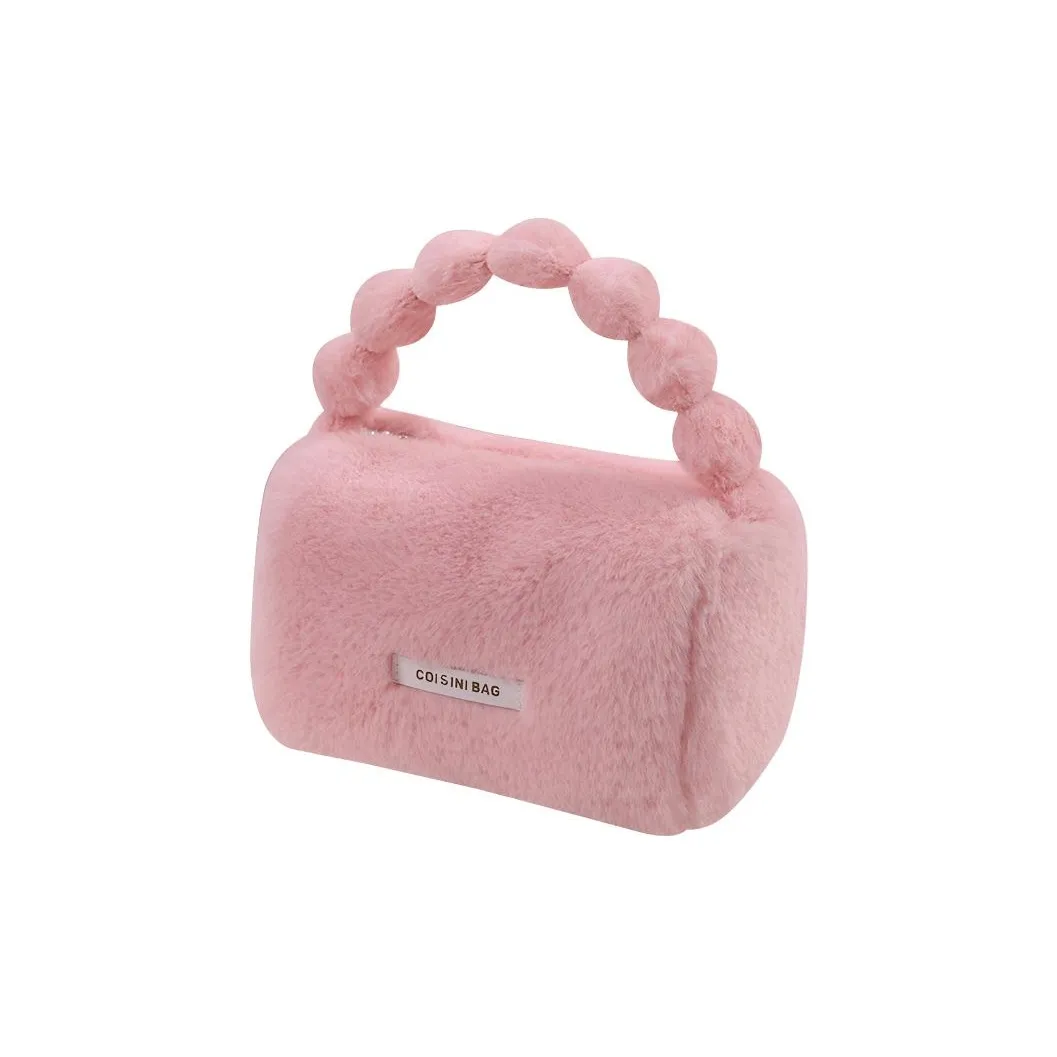 Geanno Cute Plush Portable Makeup Bag Large Capacity Travel Skincare Storage Bag Portable Bag