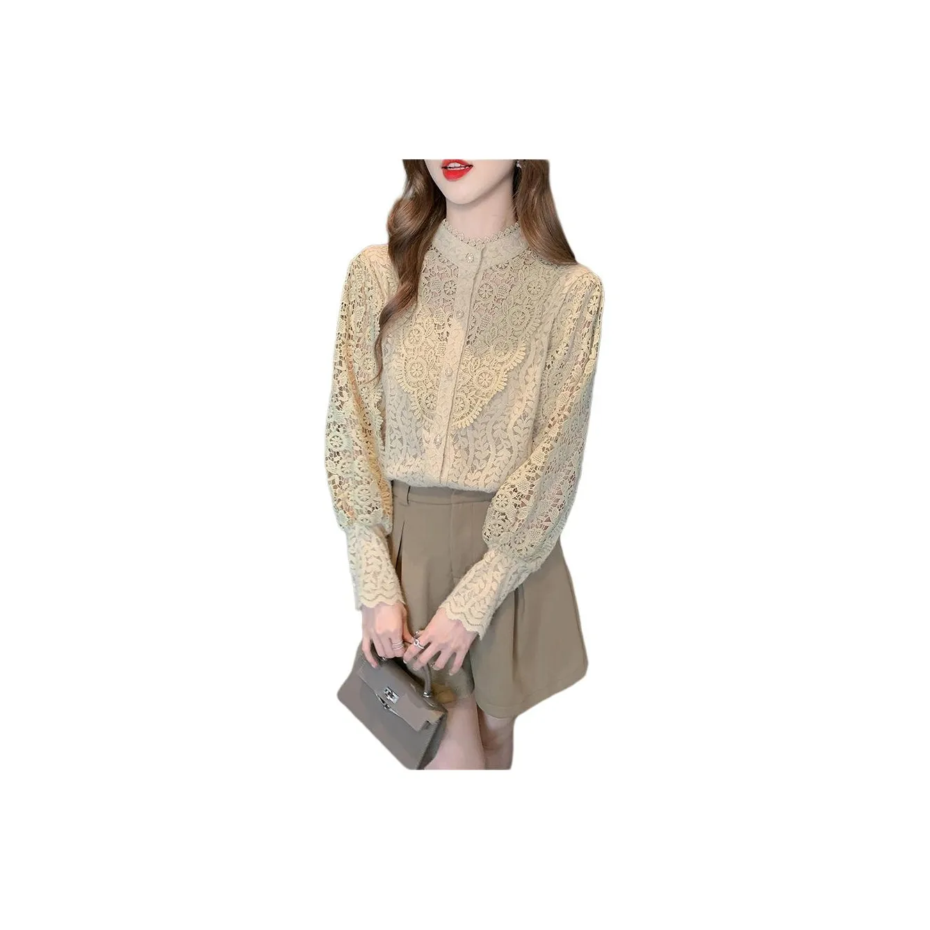 Langqing Хаки С подарками Langqing Наклеенный Женские Рубашки