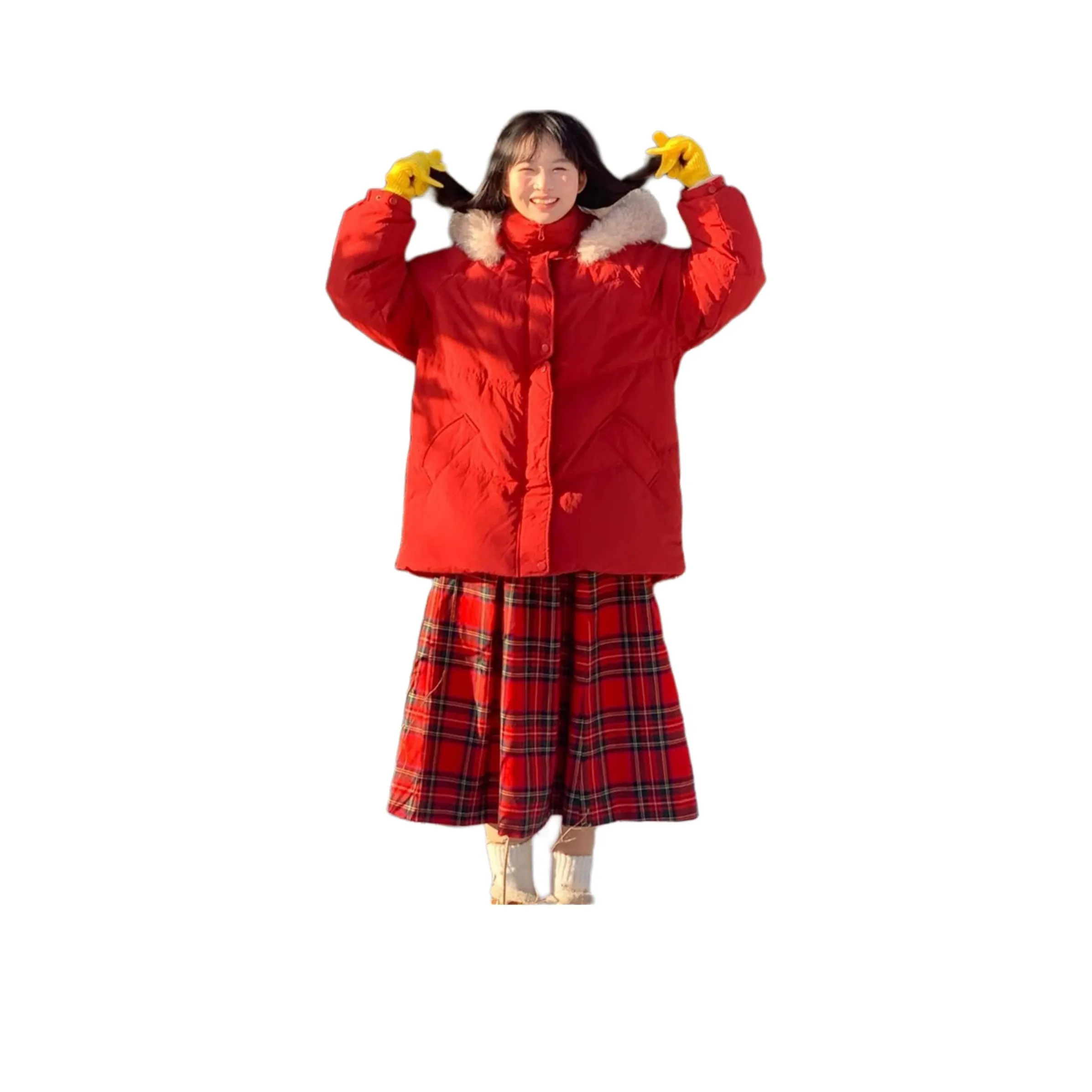 GUOZHEN Красный Женский пуховик