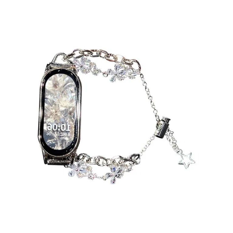 Vobafe Ремень Xiaomi Совместимость Металл Кристалл Цветочный Материал