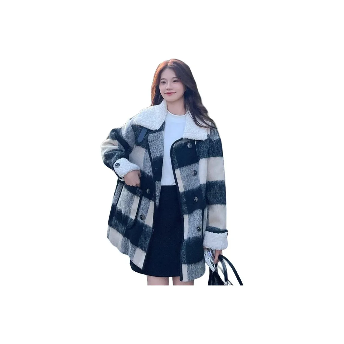 IWZI Черно-белая клетка Женское пальто