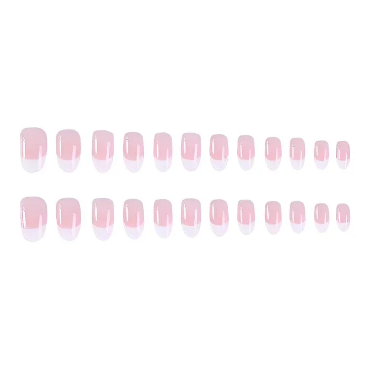 Stubborn Французский стиль Instagram Невеста Накладные ногти Минималистский стиль Nail Art MID Длина (размер в длину) Овал Розовый Телесный