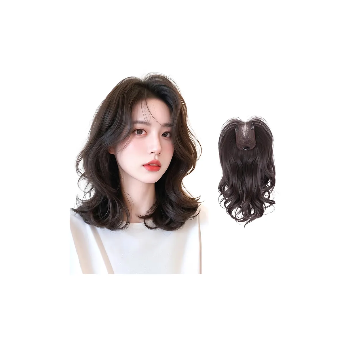 WANWANFENG Correcting Волосы Кудри Парики Для Женщин 45 см Смешанный Шелк