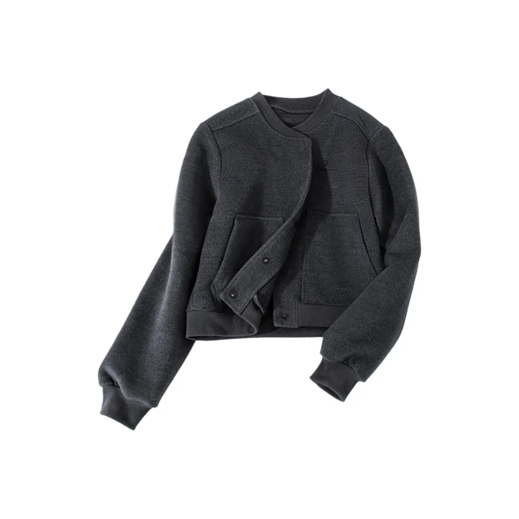 ECONICE Темно-серый укороченный бейсбольный жакет женское пальто