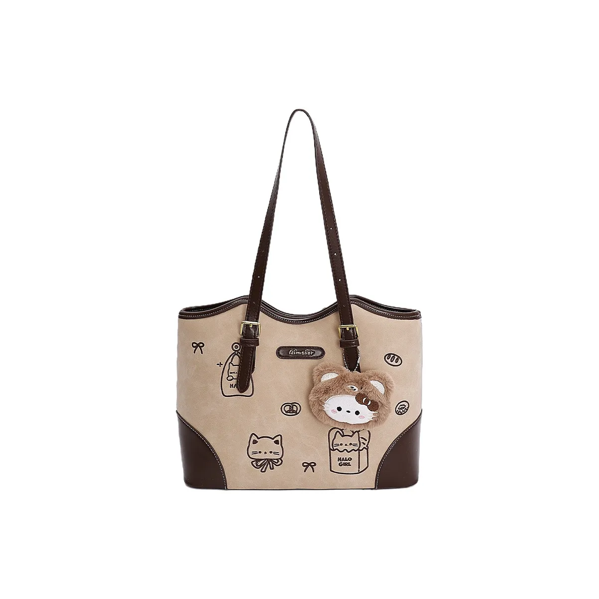 DIFFERENT FACES ПУ (полиуретан) Сумка через плечо Стандартная Женская Молочно-чайный Кофейный