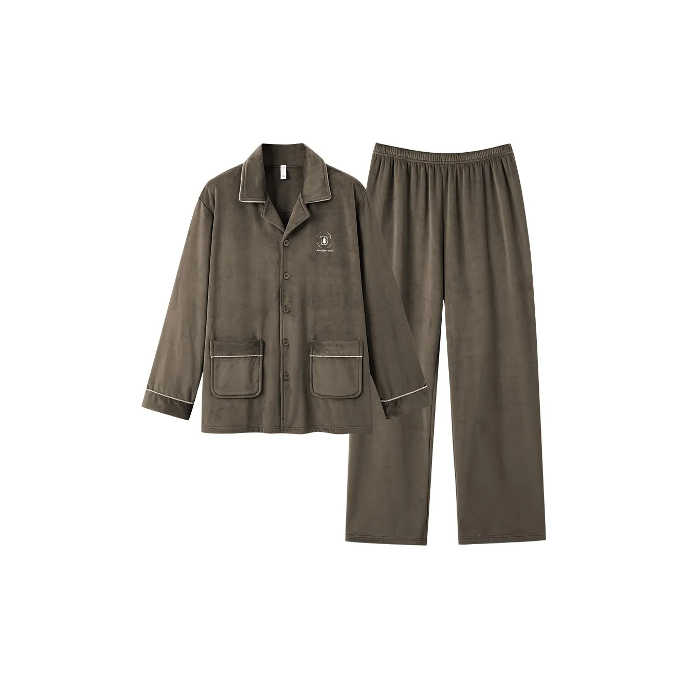 H YXIANG 2025 Осенне-зимняя домашняя одежда пижама мужские комплекты большой размер украшение коричнево-зеленый