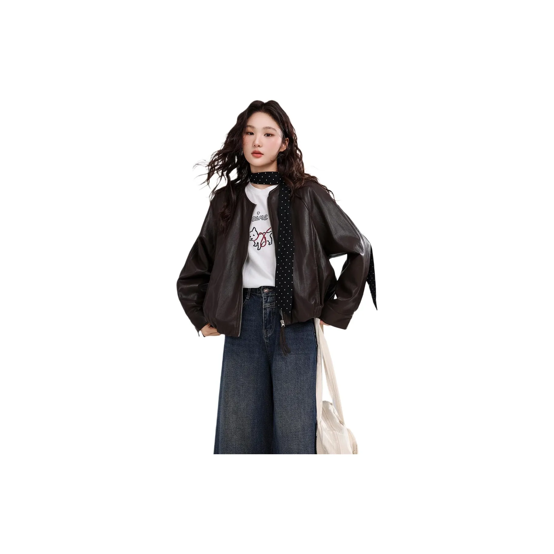 Another Alley [Порт OF Туманный] Короткий пальто байкерская куртка кожа куртка женские