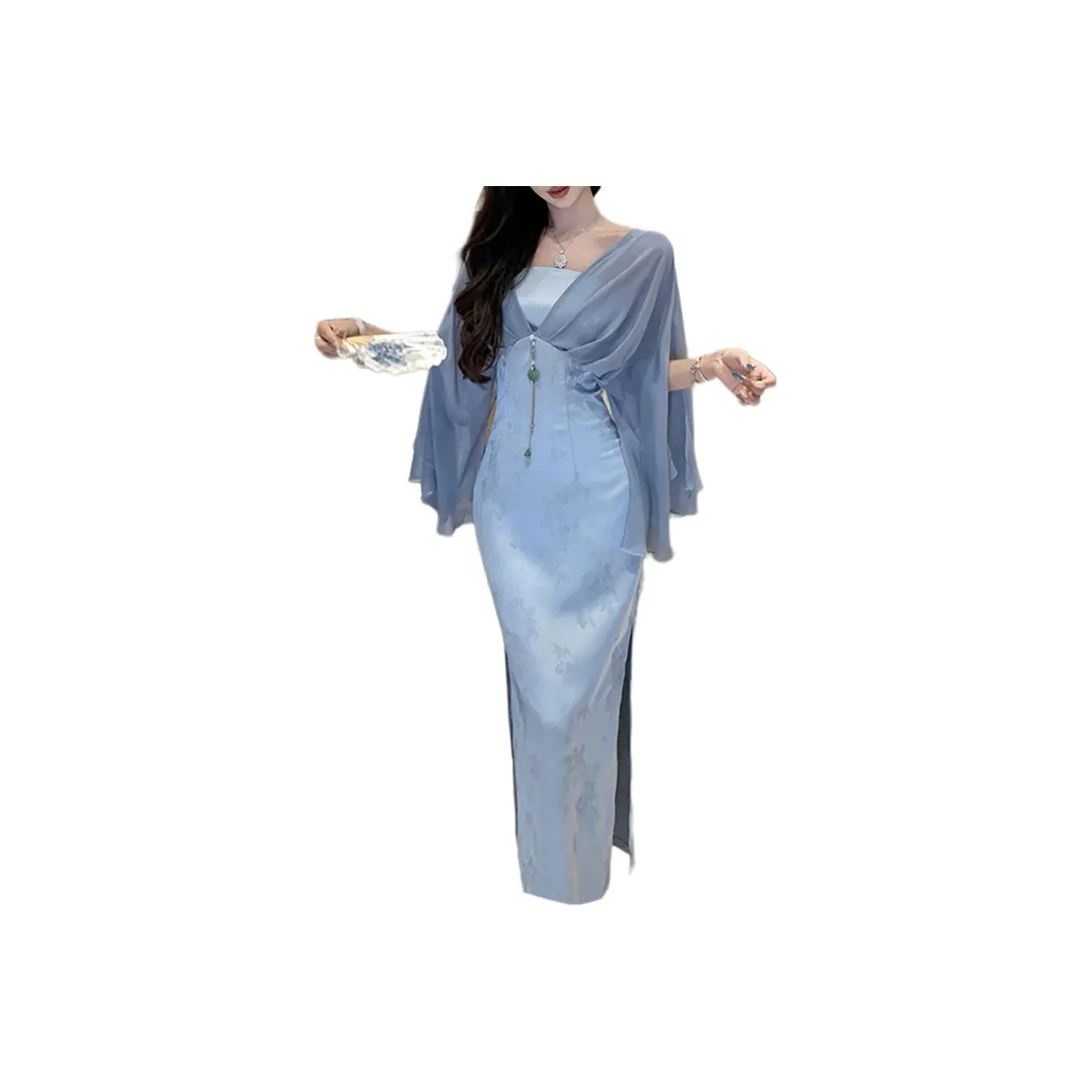 QIAOMONVHAI Длинное платье с длинными рукавами женское