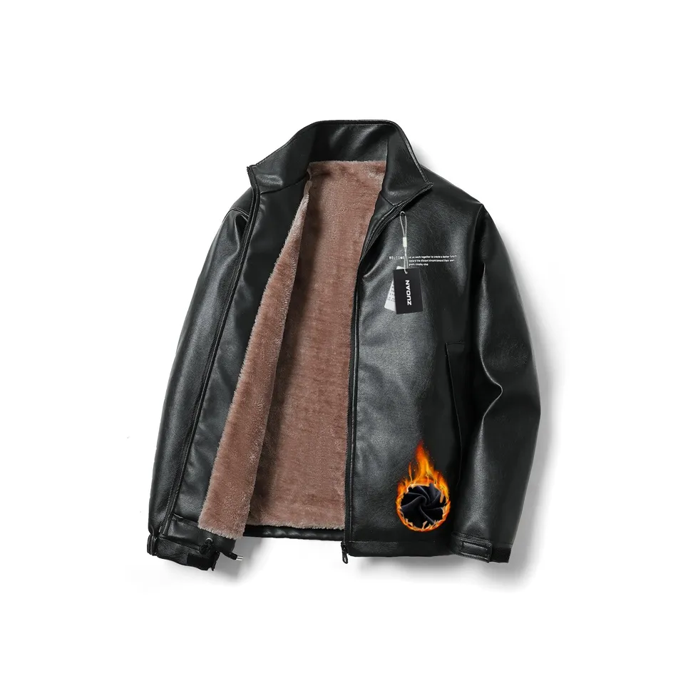 ZUOAN Черные Мужские Кожаные Куртки