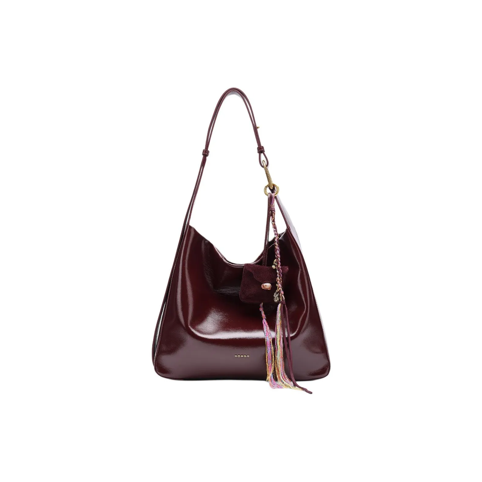 HONGU Сумка через плечо из коровьей кожи стандартная женская темно-черный дымчатый красный коричневый