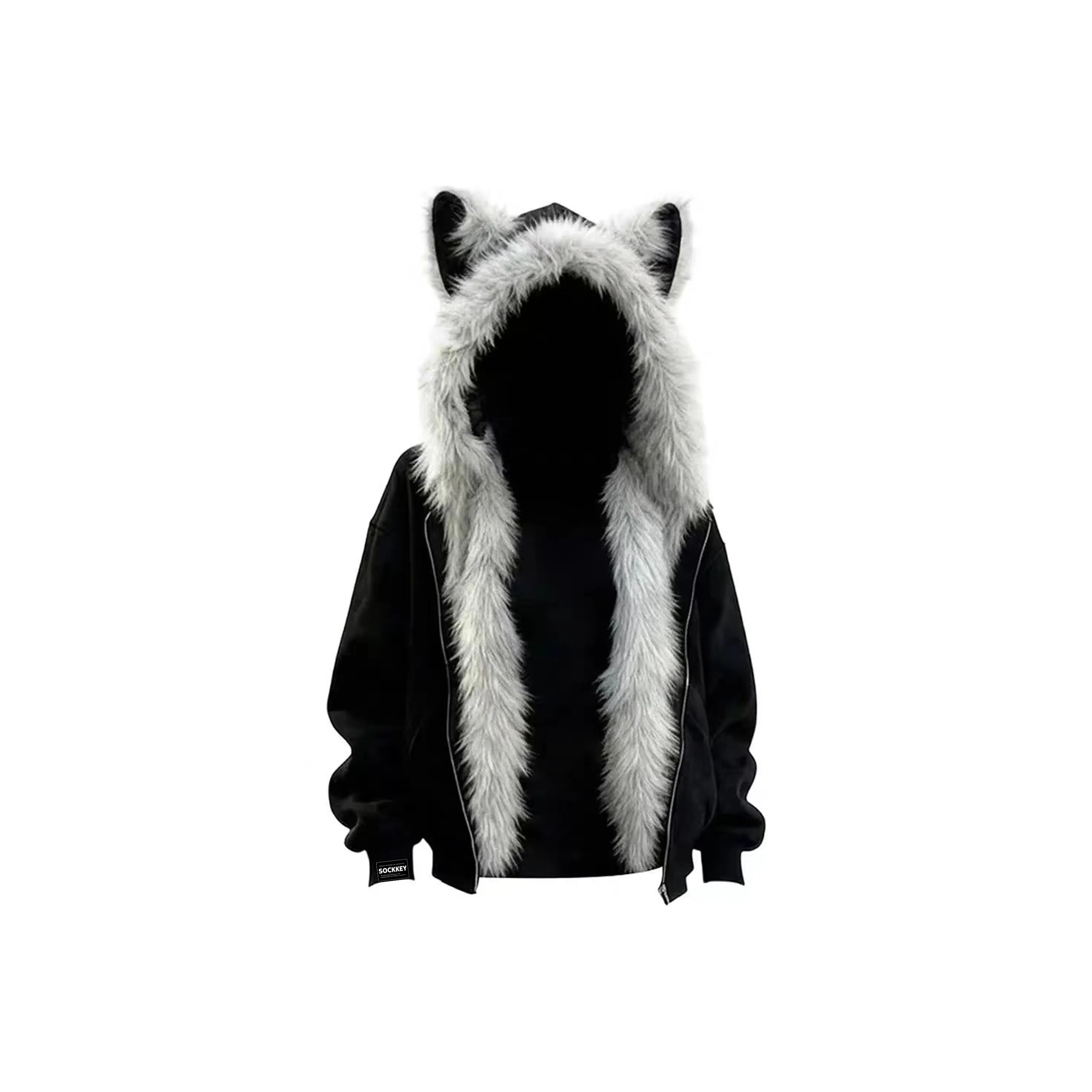 SOCKKEY Черный [Кошка Ухо Утепленный] Унисекс Пуховики
