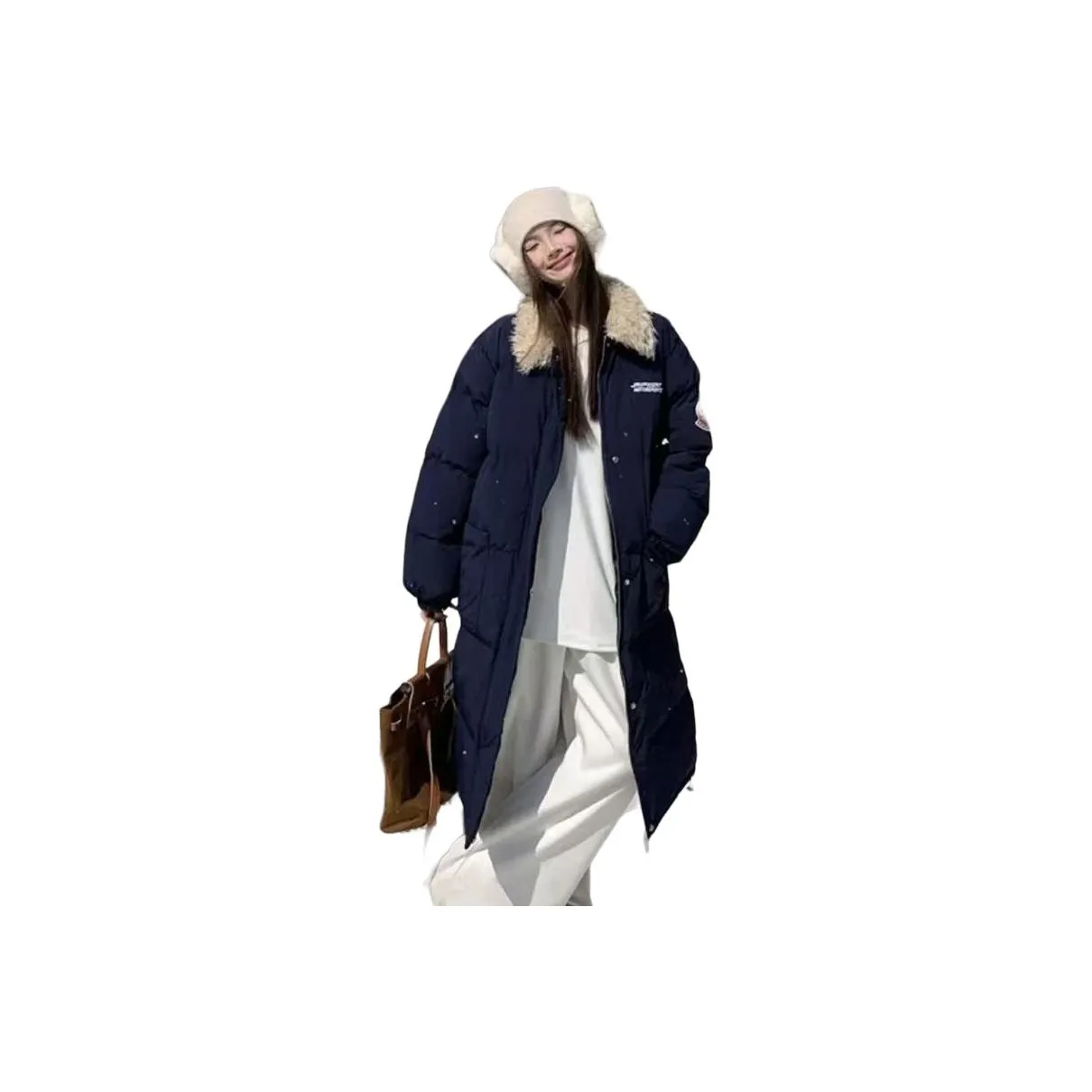 GUOZHEN Темно-синий синий женский пуховик