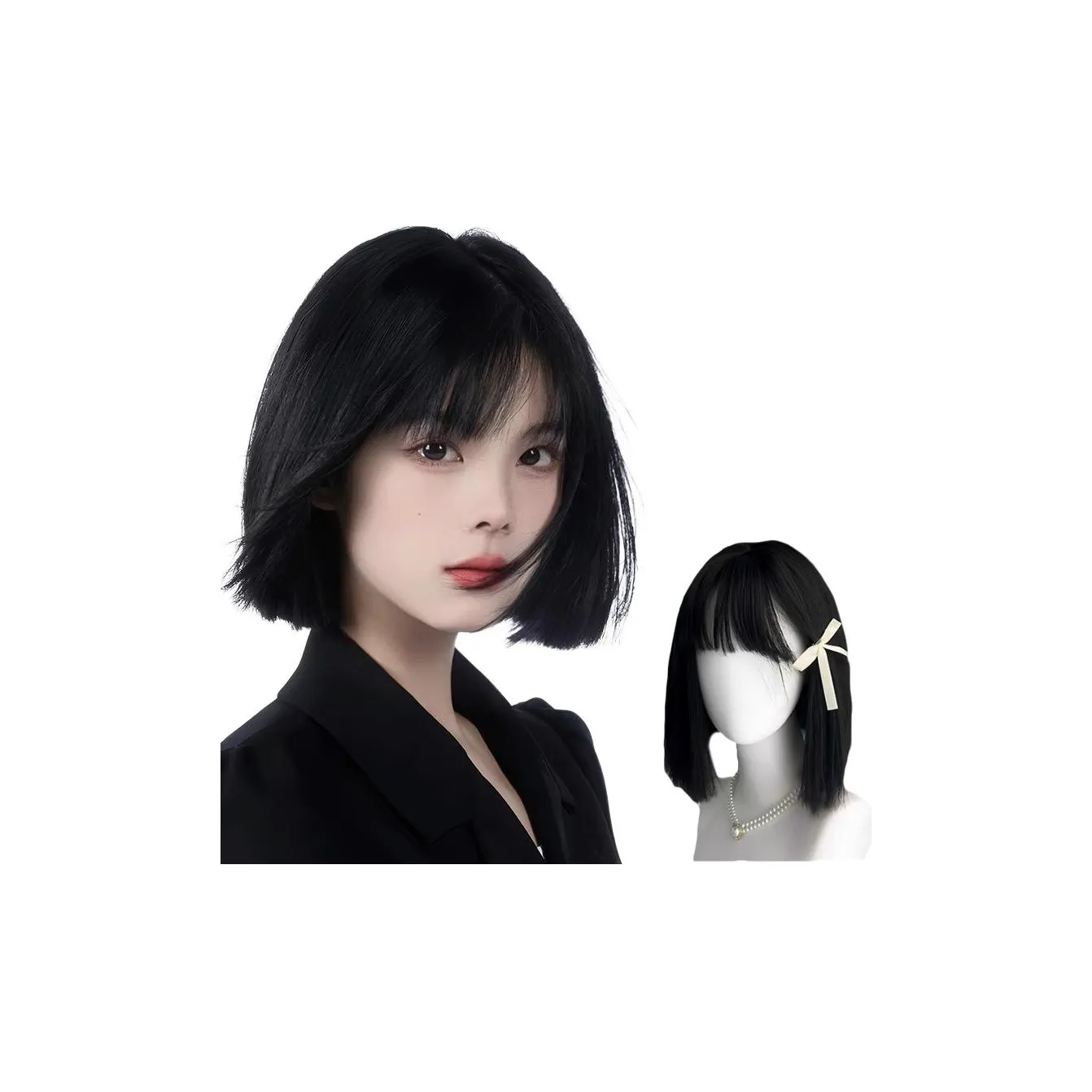 GLUNA BOB Подрезка с One Ножницами Женская Перука Высокотемпературная Пряжа