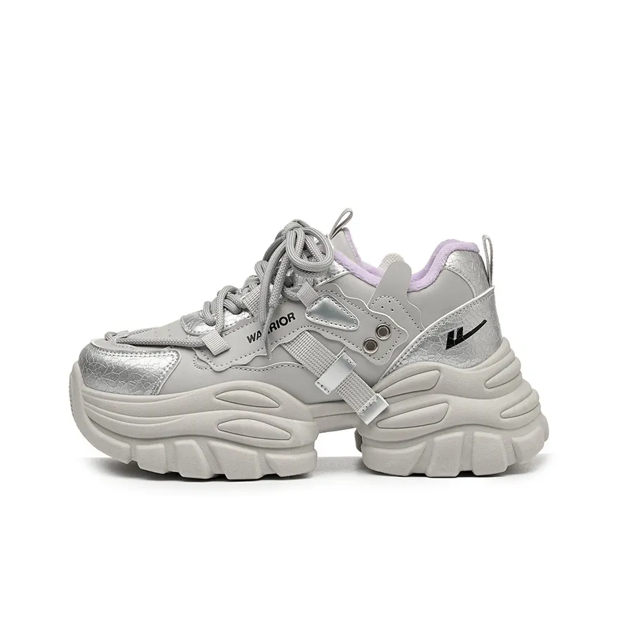 Warrior Аbrasion Resistant Легкий Увеличение Высоты Низкий Топ Кроссовки с Толстой Подошвой Женские