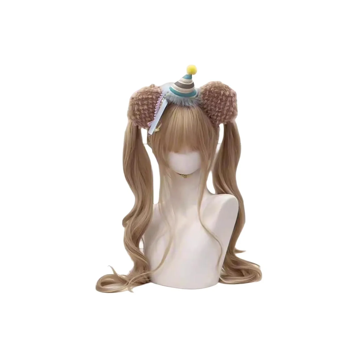 UMIFFA Стиль Лолита Боковая сторона Наклонные челки с двумя хвостиками Длинные кудрявые волосы Женская парик Высокотемпературная пряжа