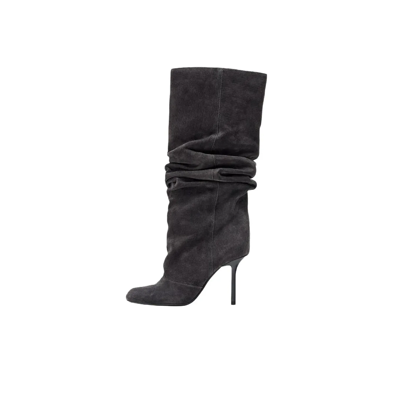 ZARA Колено Высокие сапоги 8,5 см Женские Серые