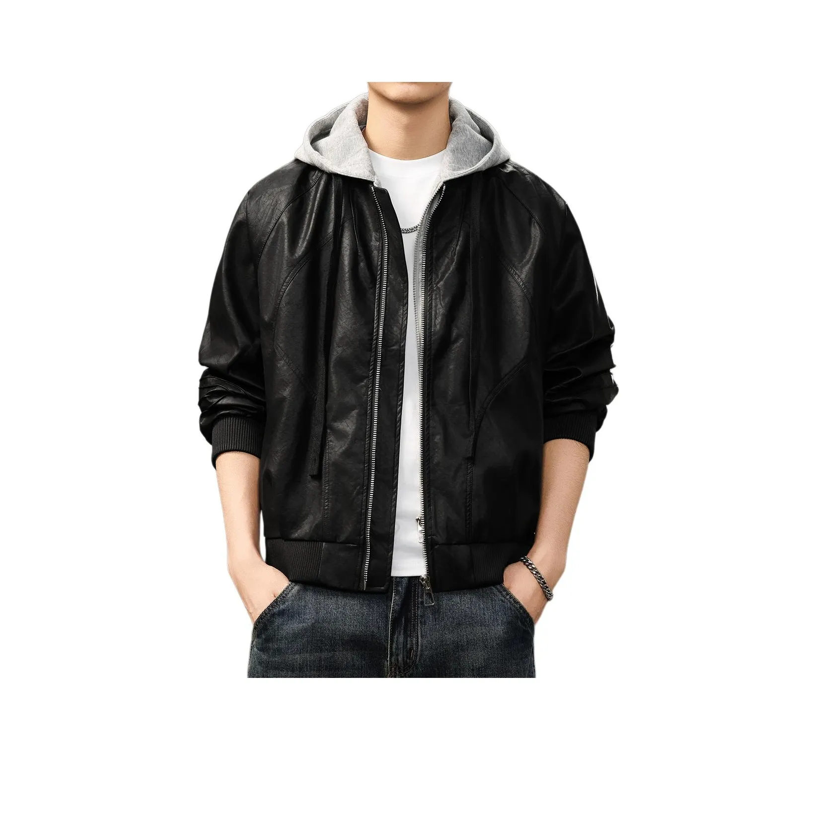 GUISE Весенний и Осенний Кожаная Куртка Унисекс