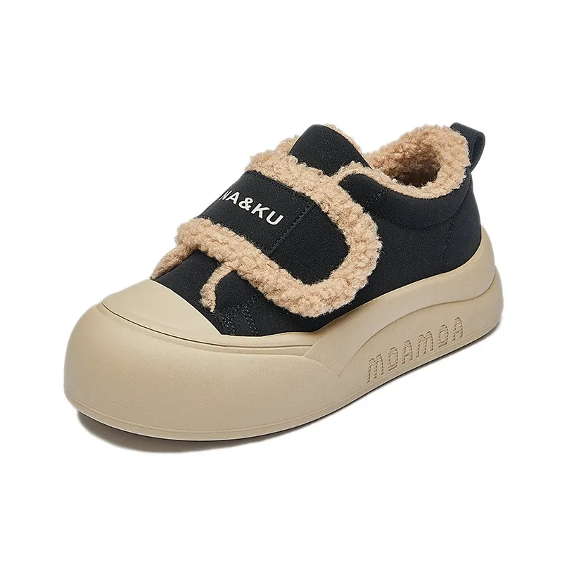 JOHLIN DREAM Флис с подкладкой Белые Кроссовки Термостойкие Увеличивающие Высоту Устойчивые к истиранию Низкий Топ Утепленная Обувь Женская