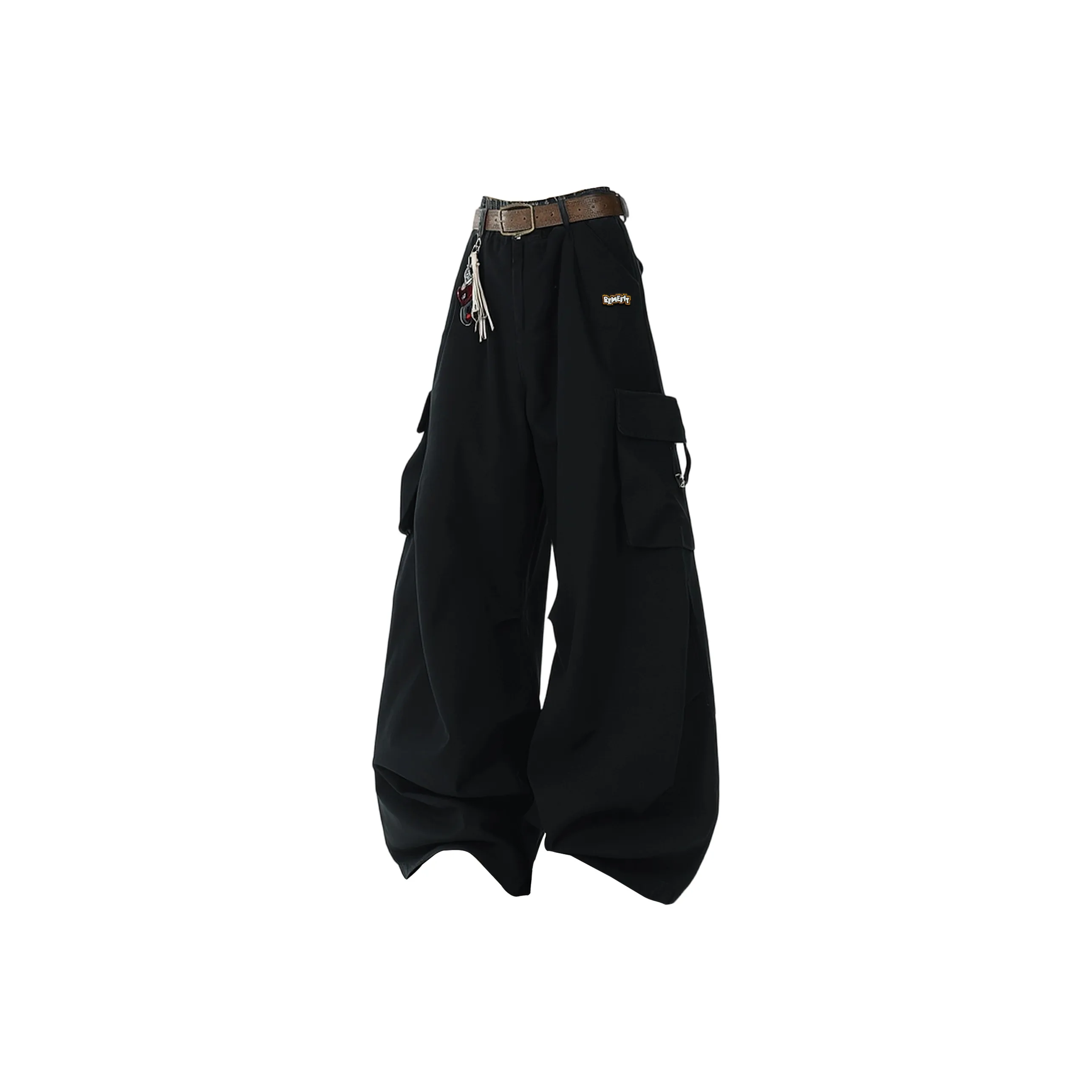 REMEFIT Черный Съемный LOGO Булавка Включено Унисекс Карго Брюки