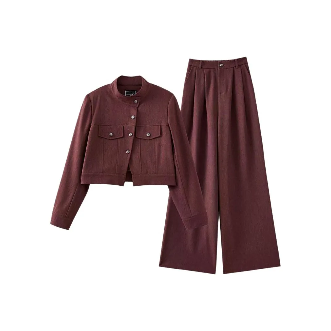 OUNIXUE Темно-красный Женские Повседневные костюмы