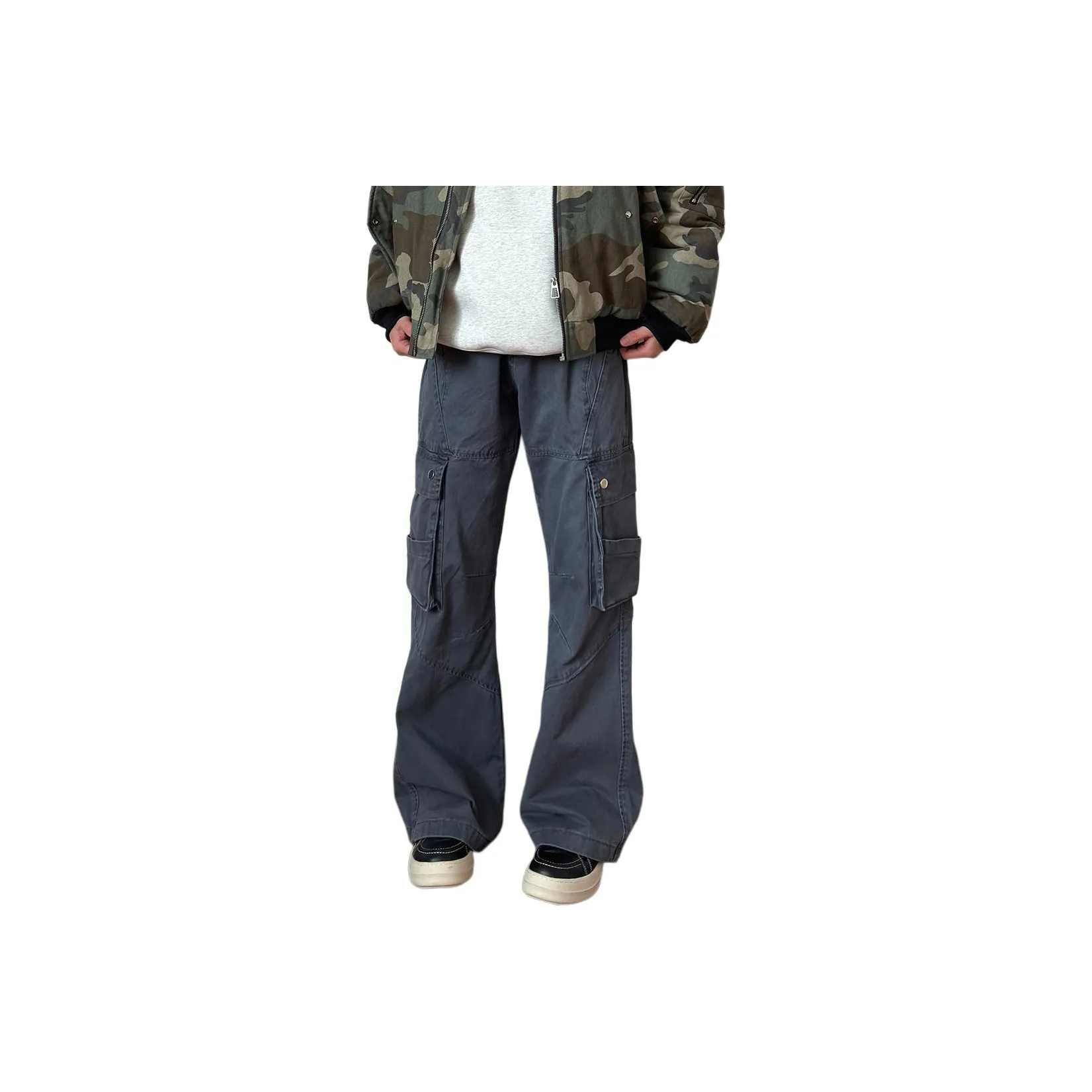 GUHUO Серые Унисекс Карго Брюки